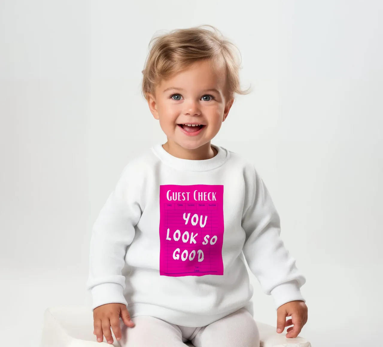 "You Look So Good" Guest Check Impresión rosa sudadera de bebé de homdeco