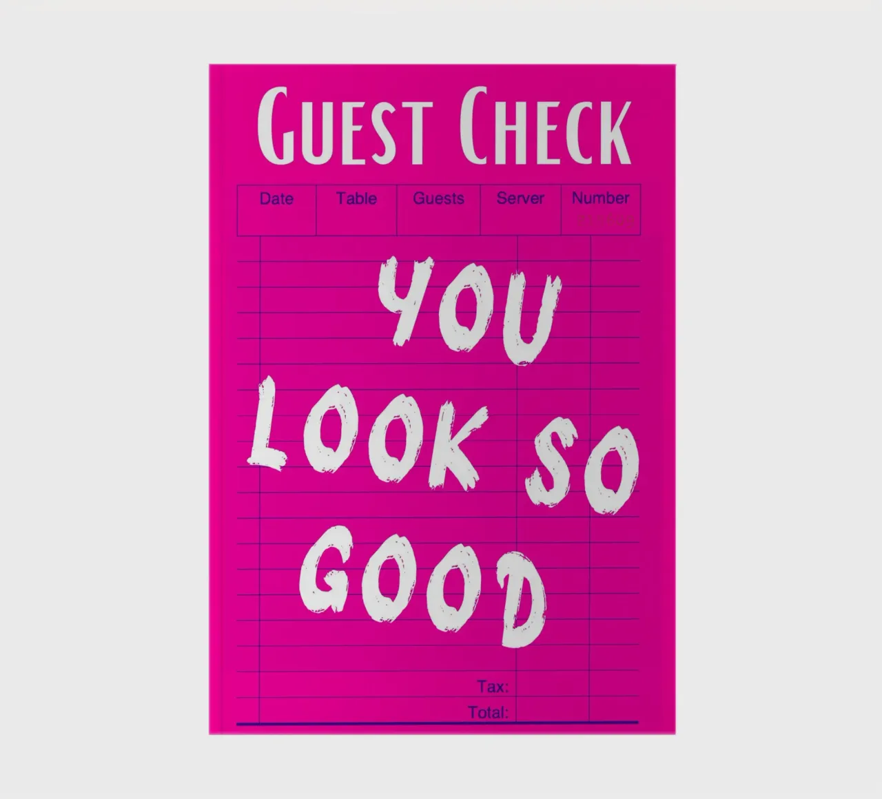 "You Look So Good" Guest Check Pink Print notebook by homdeco
