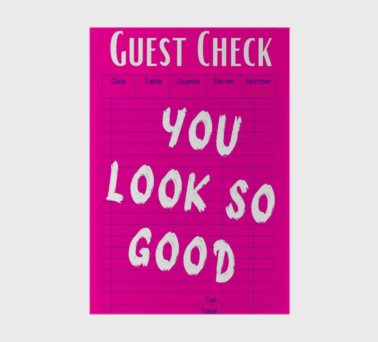 "You Look So Good" Guest Check Pink Print notebook by homdeco