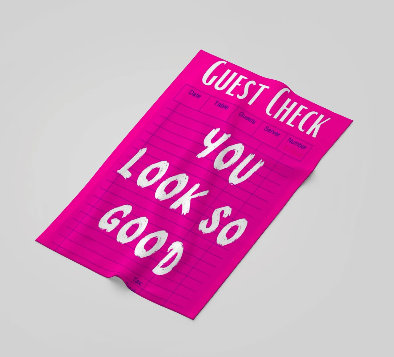 "You Look So Good" Gast Check Roze Print strandhanddoek van homdeco