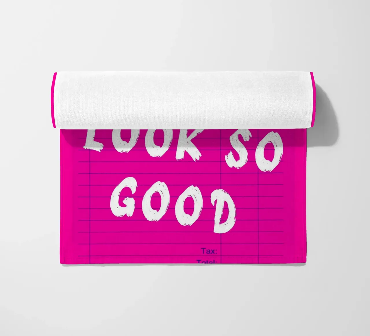 "You Look So Good" Gast Check Roze Print strandhanddoek van homdeco
