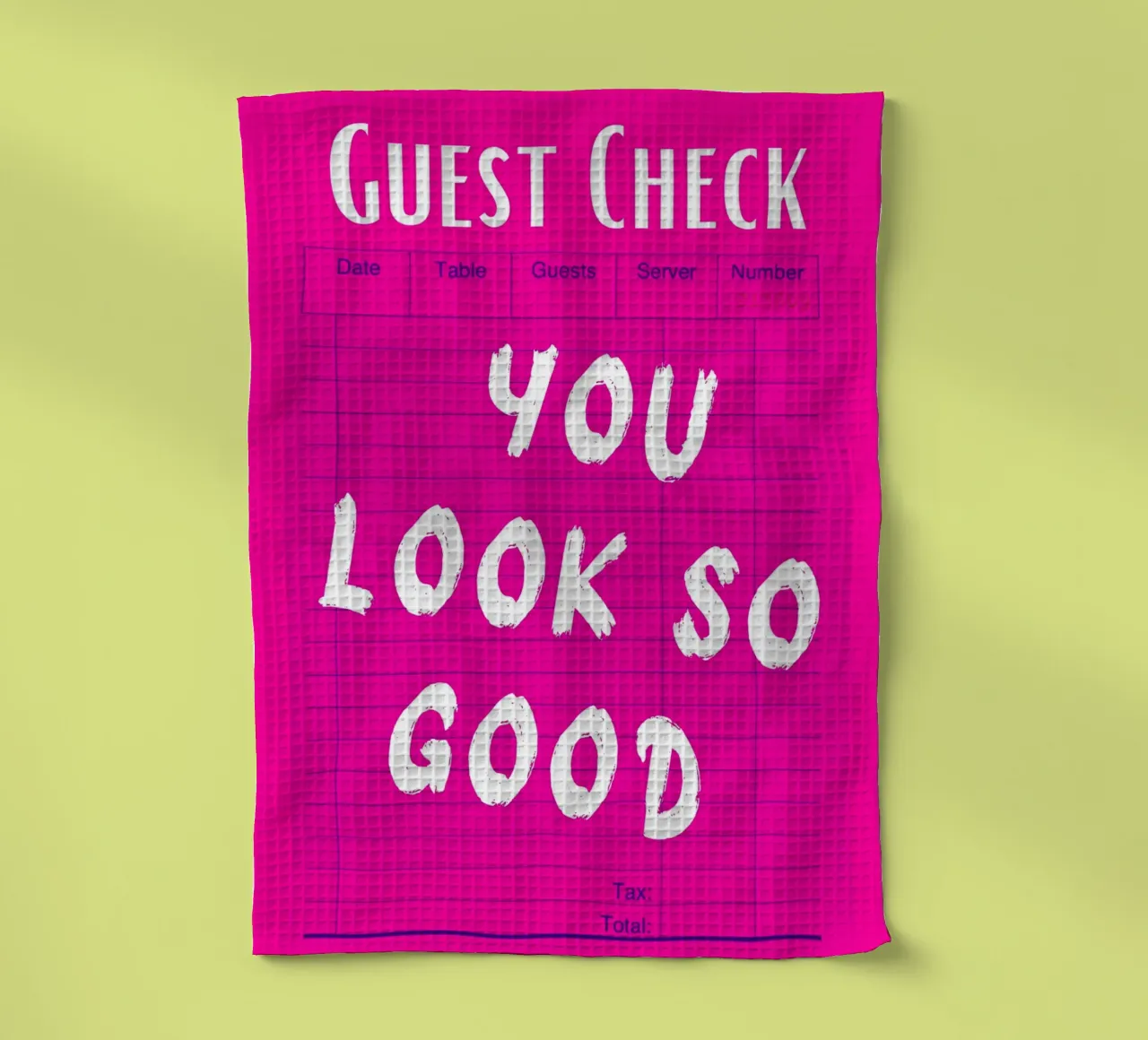 "You Look So Good" Gast Check Roze Print theedoek van homdeco