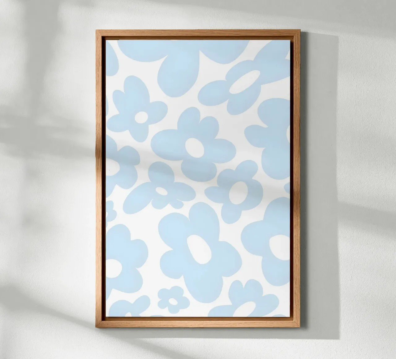 Pastel Blue Doodle Flowers Aesthetic Art Print canvas by homdeco