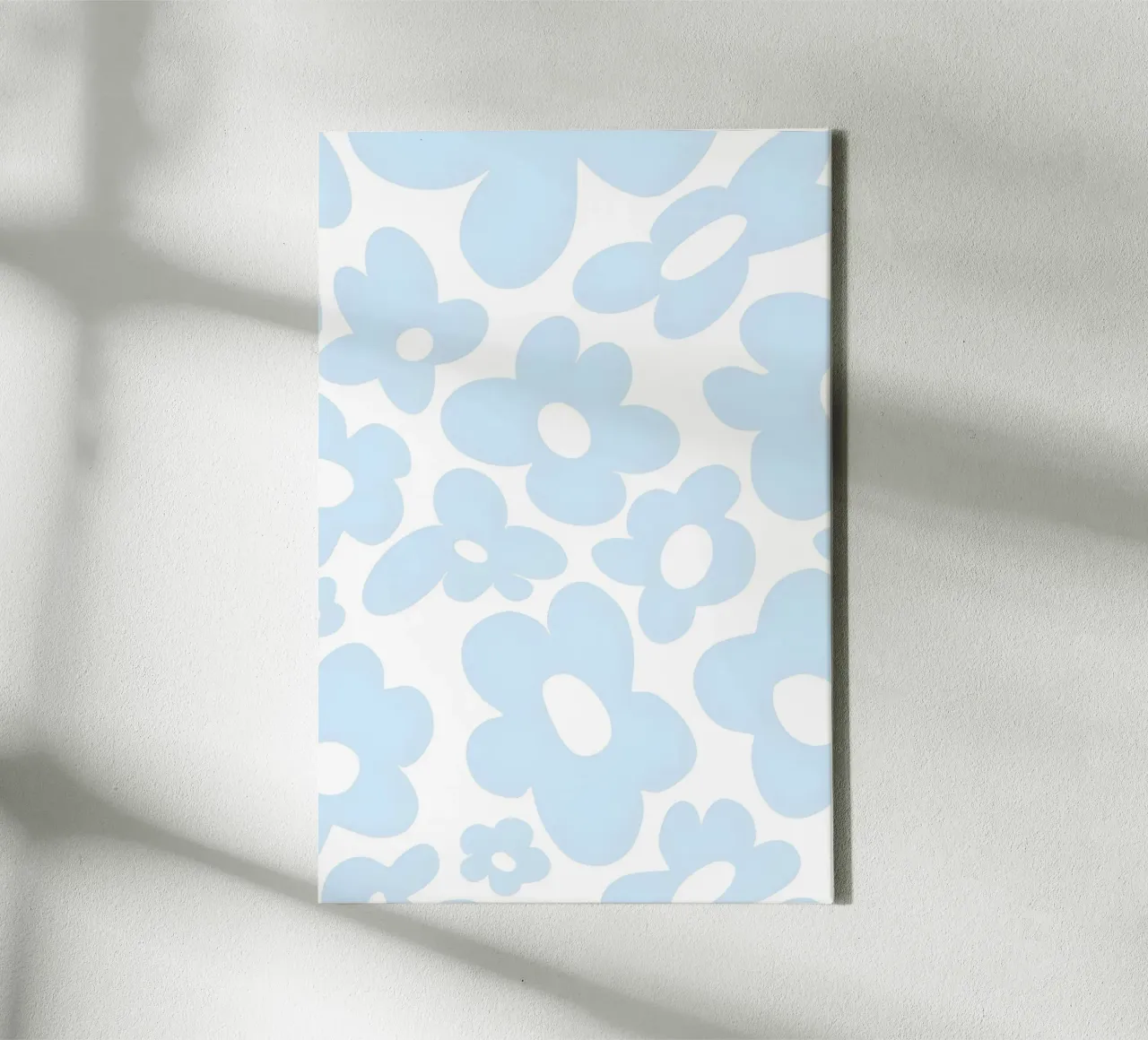 Pastel Blue Doodle Flowers Aesthetic Art Print canvas by homdeco