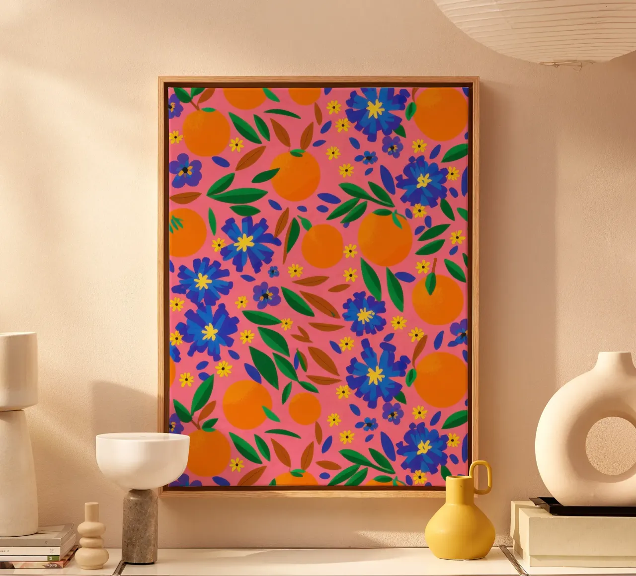Orange Grove Pattern canvas with Floater frame by Thistle Bloom