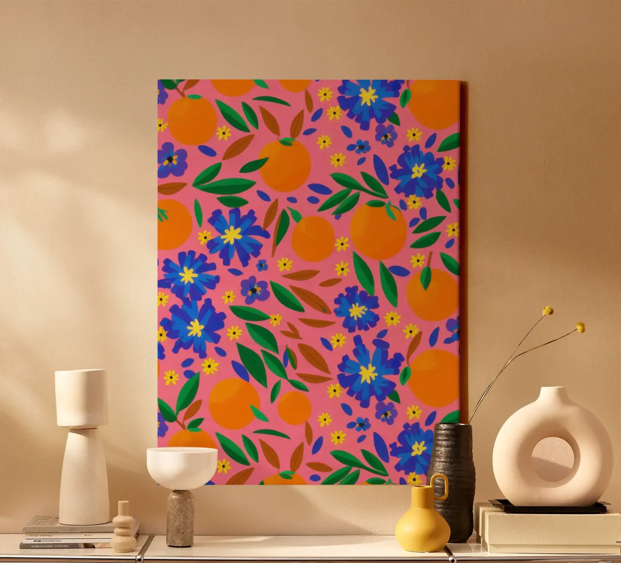 Orange Grove Pattern canvas with Floater frame by Thistle Bloom
