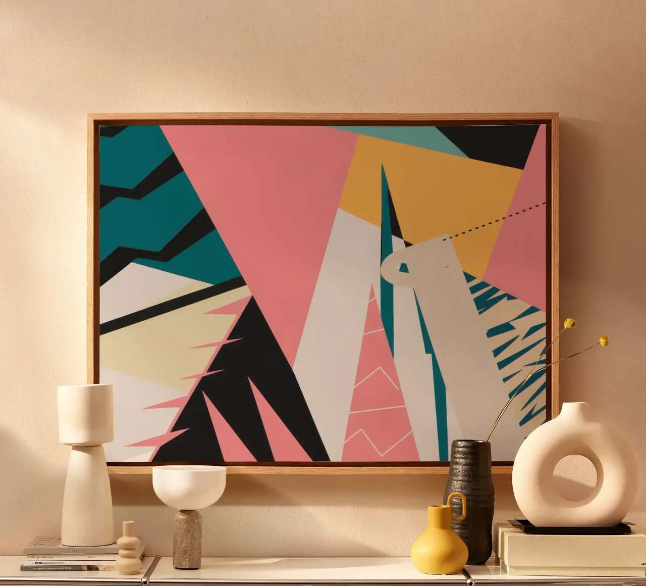 Collage di forme moderne tela con Cornice a cassetta da Obs Canvas
