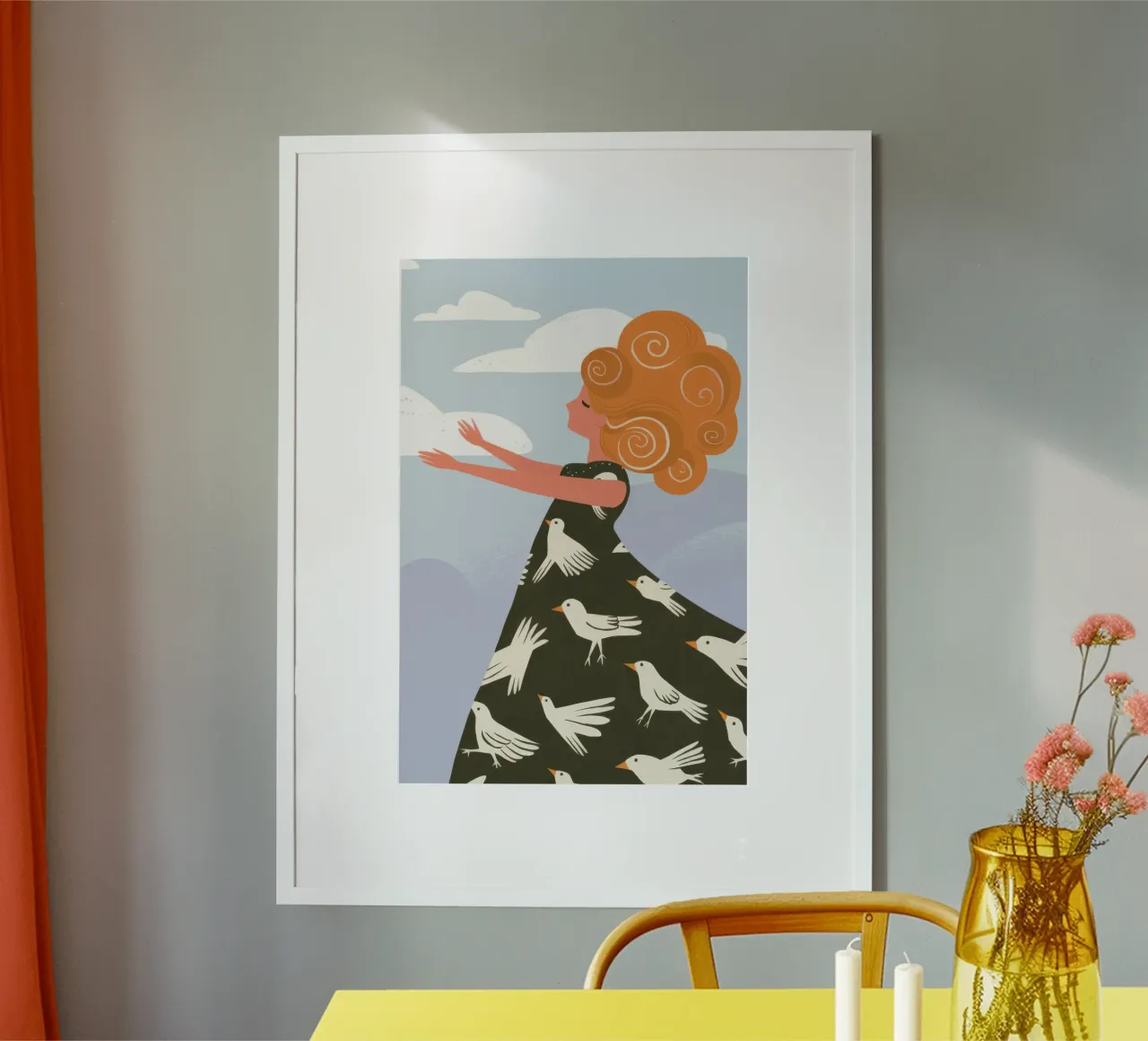 Il sogno del volo della libertà poster con telaio in legno da Obs Canvas