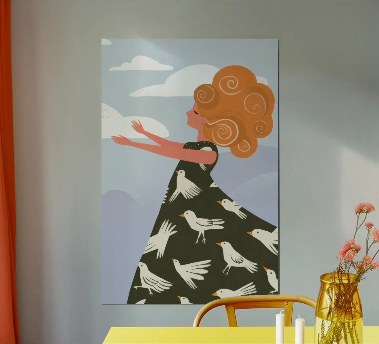 Il sogno del volo della libertà poster con telaio in legno da Obs Canvas