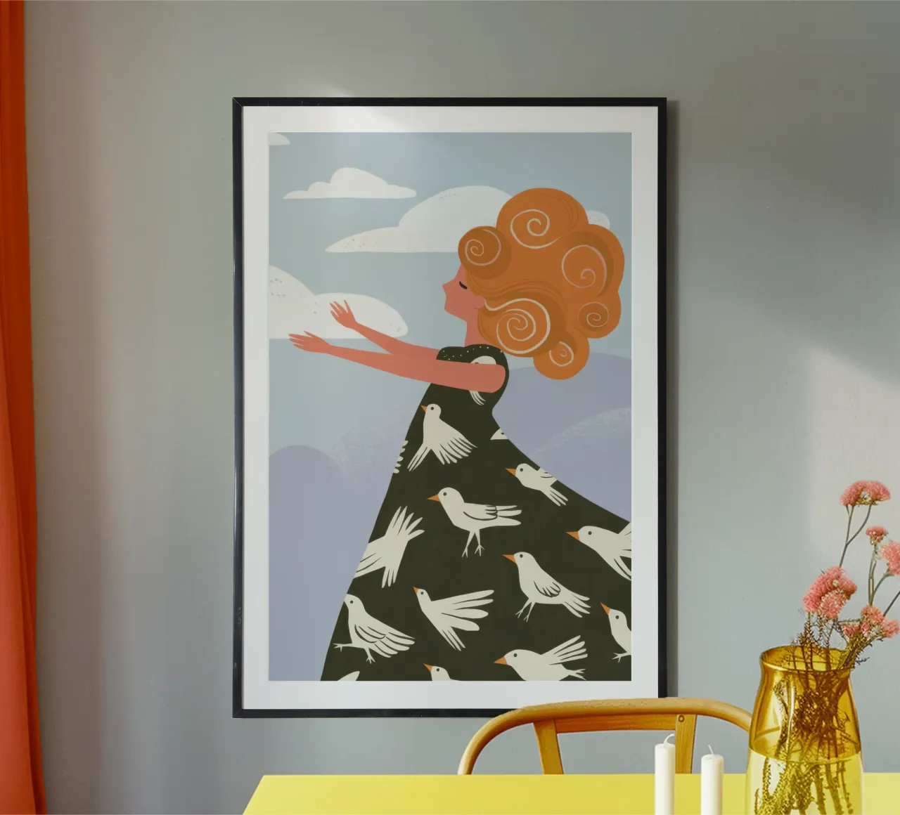 Il sogno del volo della libertà poster con telaio in legno da Obs Canvas