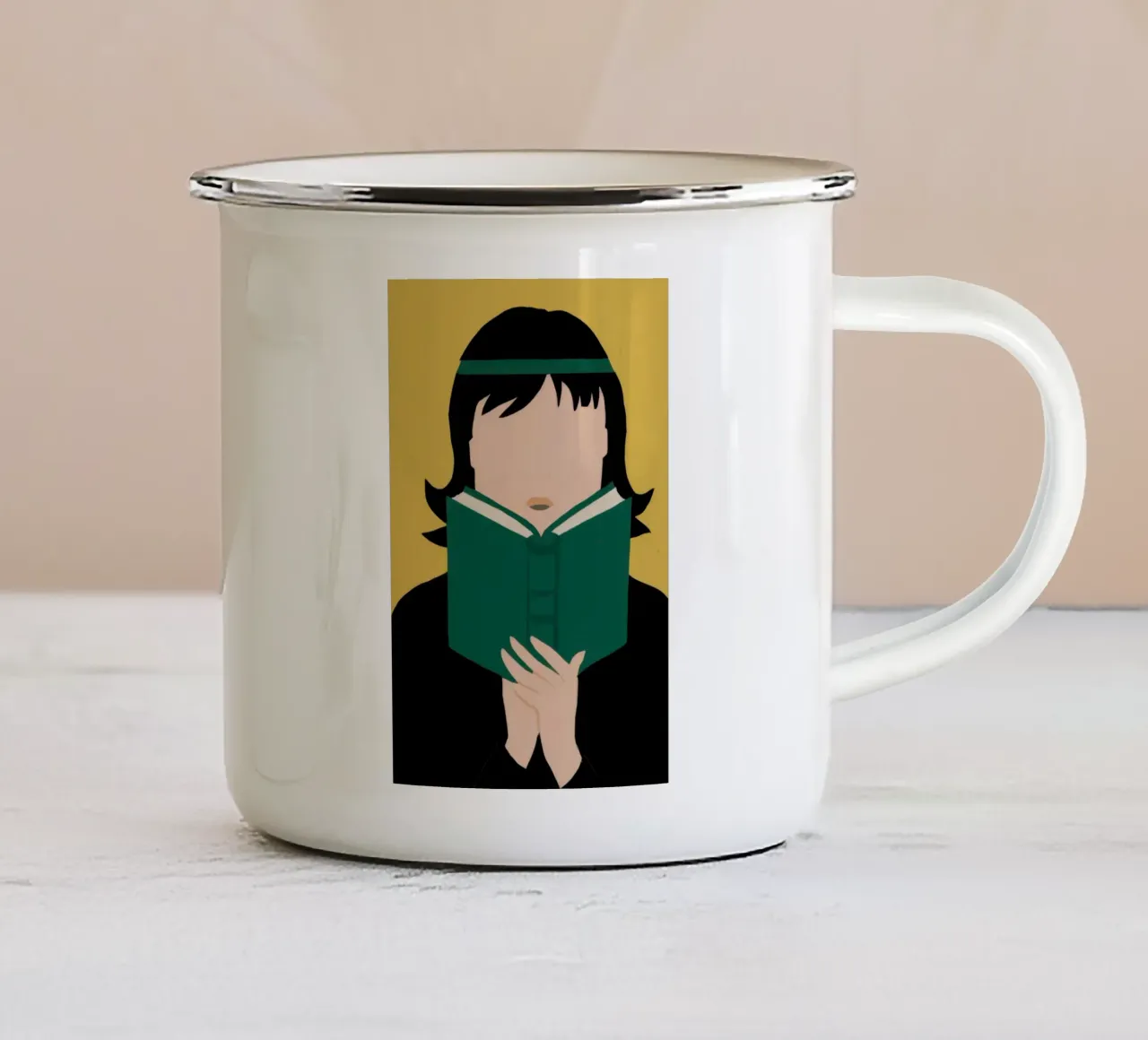 Assorbiti da un libro tazza in smalto da Thistle Bloom