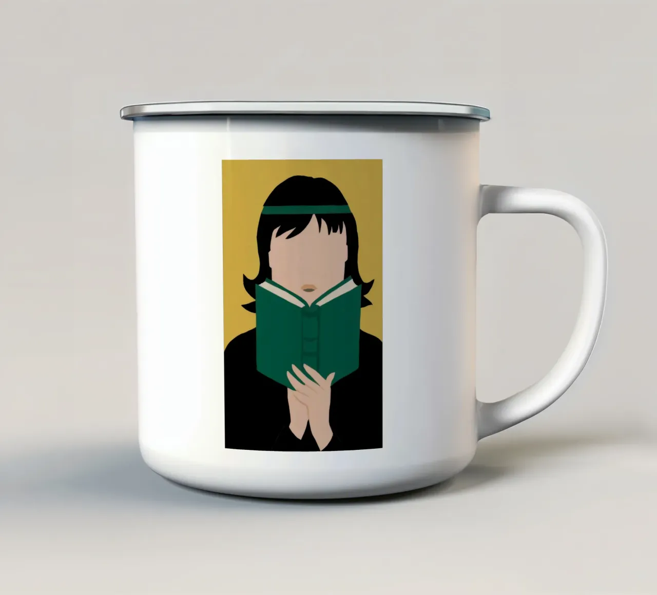 Assorbiti da un libro tazza in smalto da Thistle Bloom