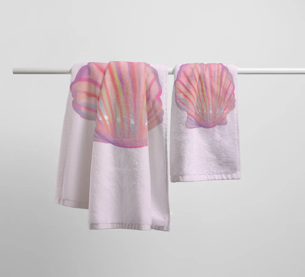 Iridescent Seashell Pastel Pink Ocean Art Print towel by homdeco