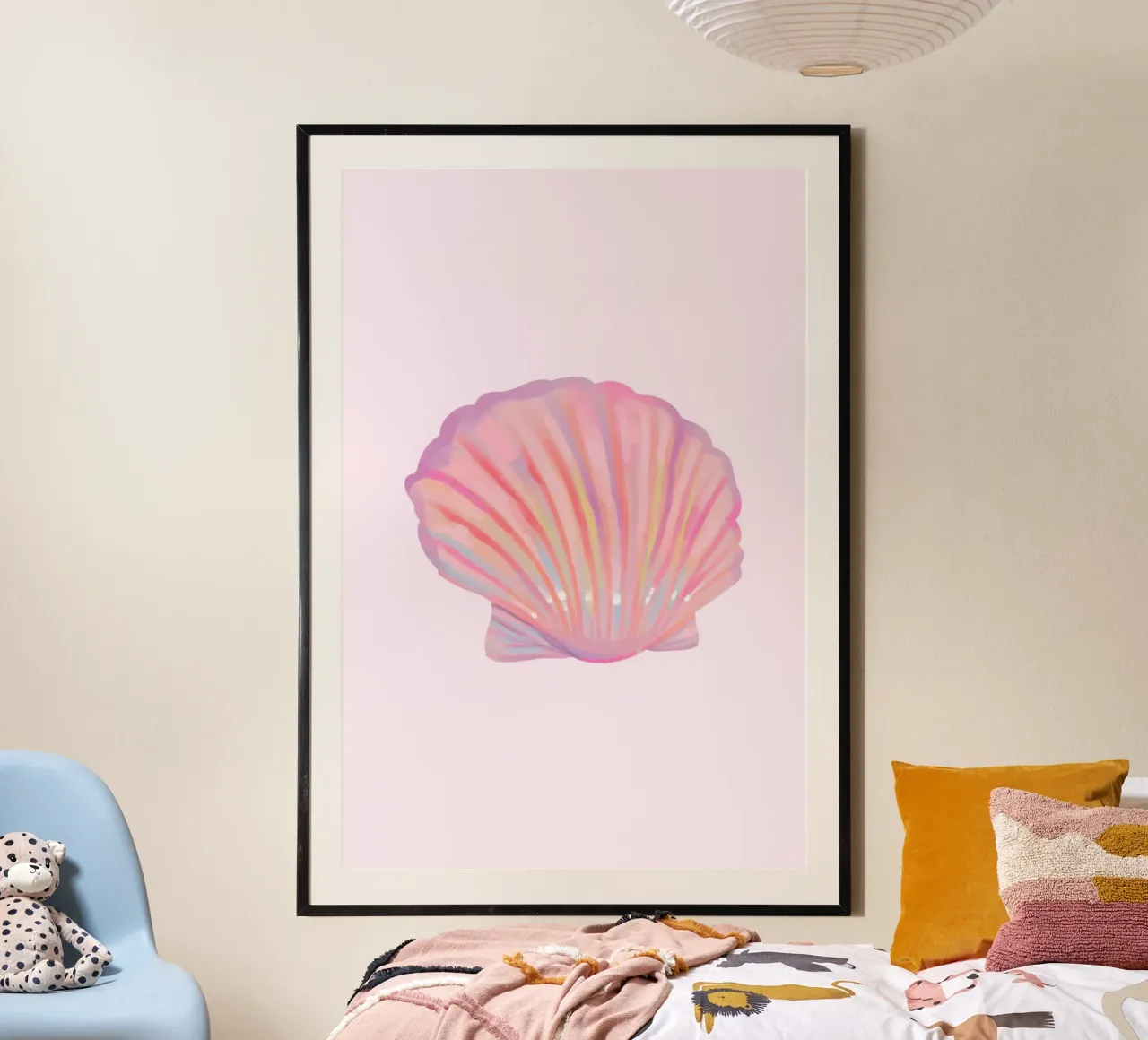 Iridescent Seashell Pastel Pink Ocean Art Print hahnemühle by homdeco