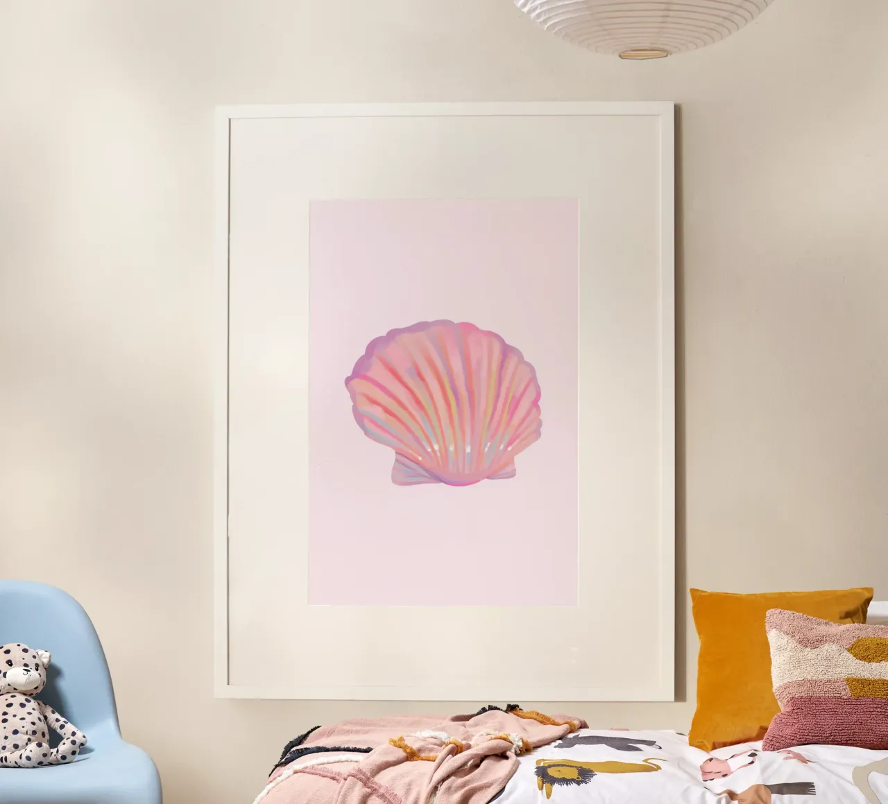 Iridescent Seashell Pastel Pink Ocean Art Print hahnemühle by homdeco