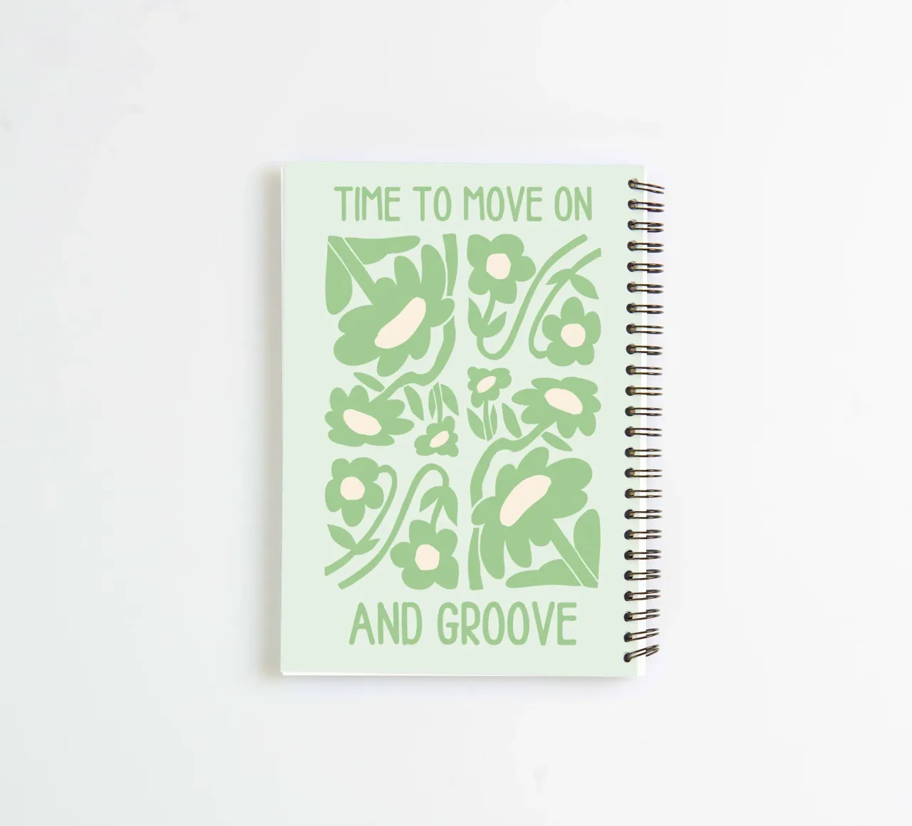 Art floral groovy "Time to Move On and Groove" (Il est temps de passer à autre chose et de groover) carnet à spirale de homdeco