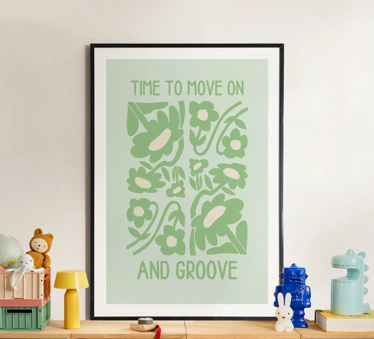 Art floral groovy "Time to Move On and Groove" (Il est temps de passer à autre chose et de groover) hahnemühle de homdeco