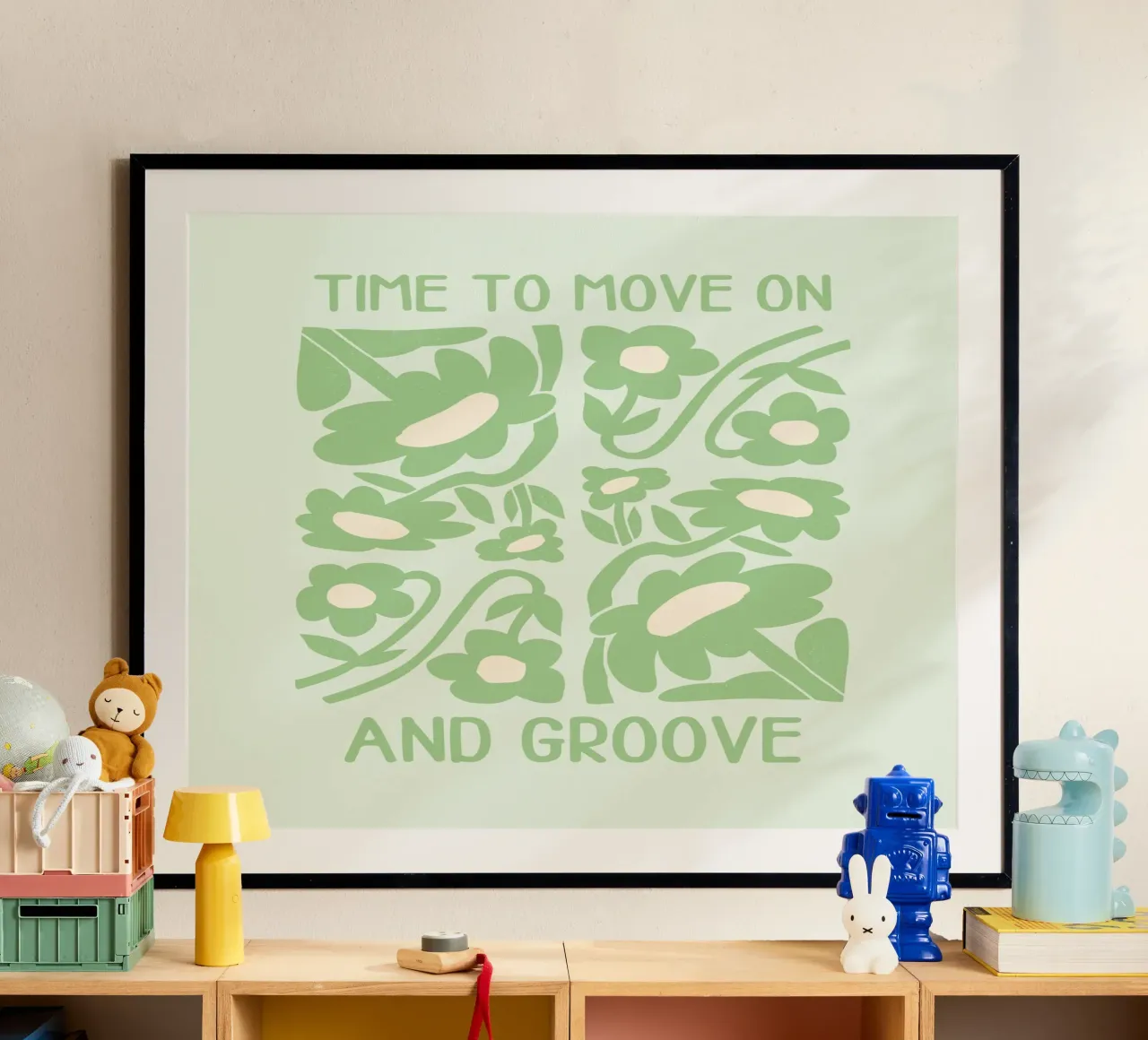 Art floral groovy "Time to Move On and Groove" (Il est temps de passer à autre chose et de groover) hahnemühle de homdeco