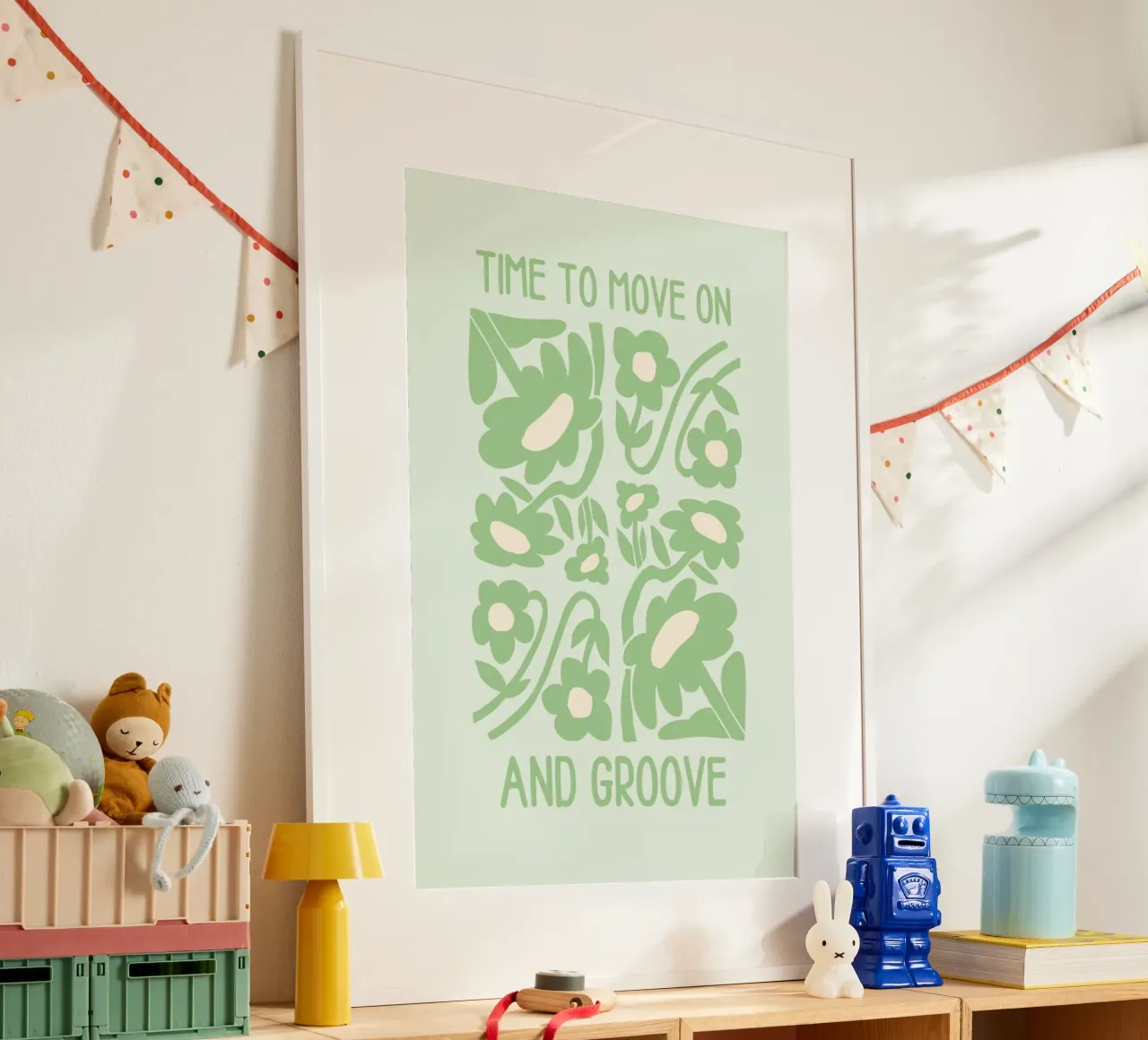 Art floral groovy "Time to Move On and Groove" (Il est temps de passer à autre chose et de groover) hahnemühle de homdeco