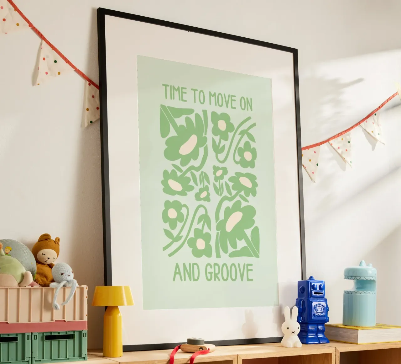 Art floral groovy "Time to Move On and Groove" (Il est temps de passer à autre chose et de groover) hahnemühle de homdeco