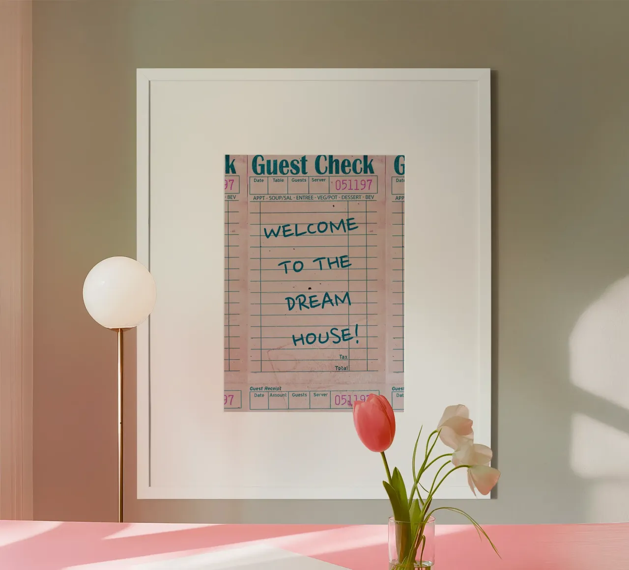 "¡Bienvenido a la casa de tus sueños! Guest Check Art Print poster de homdeco
