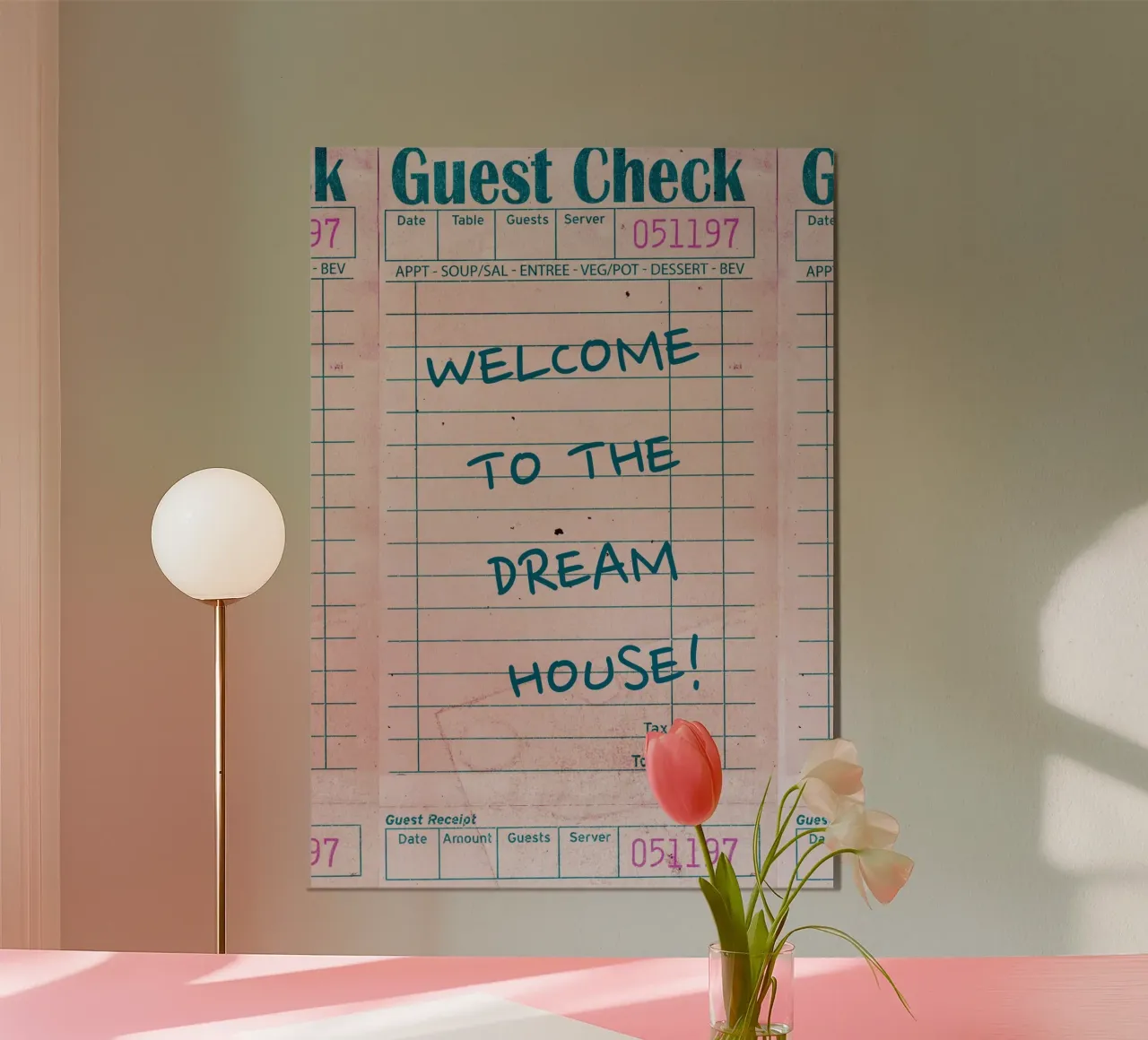 "¡Bienvenido a la casa de tus sueños! Guest Check Art Print poster de homdeco