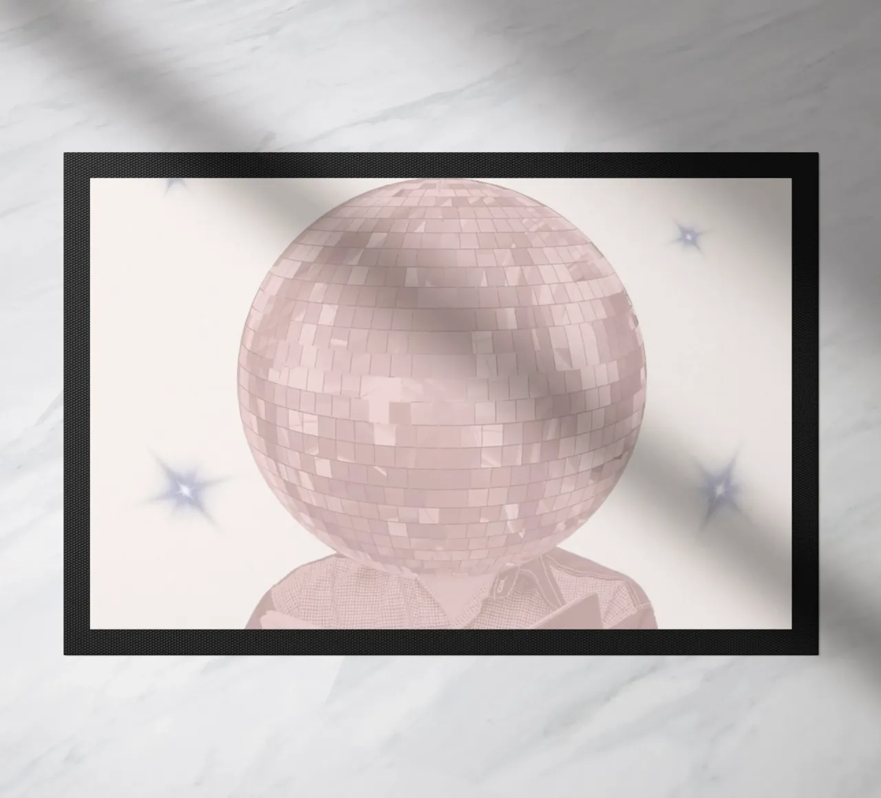"Chase Your Dreams" Pastel Disco Ball Art Print doormat by homdeco