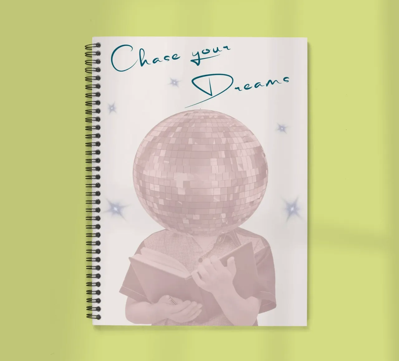"Chase Your Dreams" Pastel Disco Ball Art Print spiral notebook by homdeco