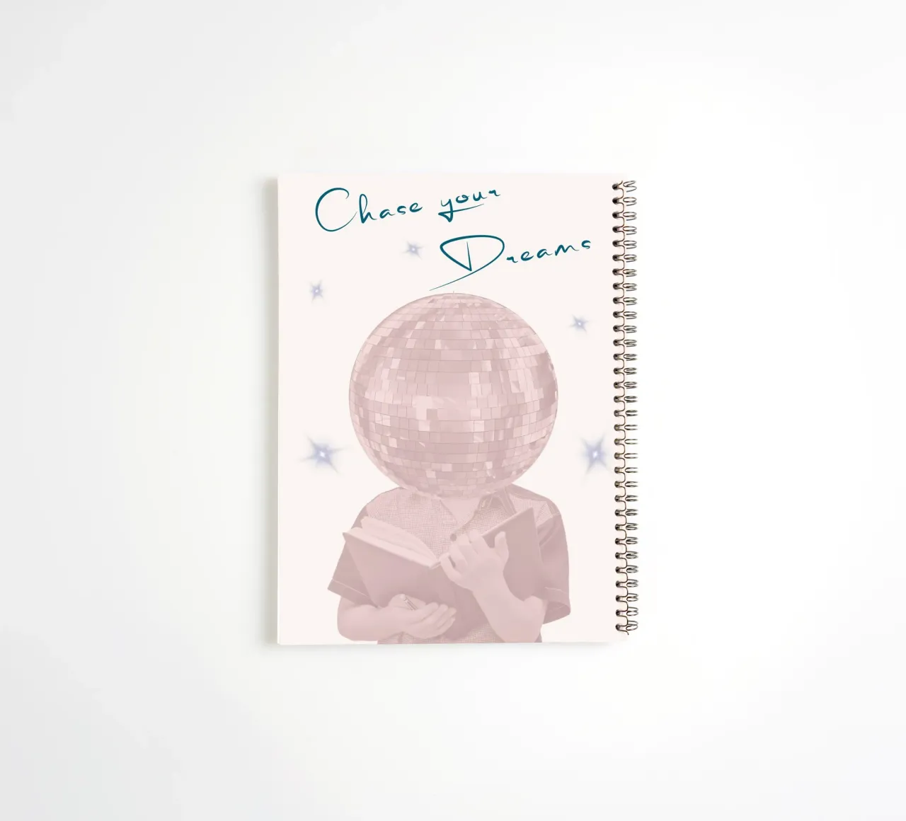 "Chase Your Dreams" Pastel Disco Ball Art Print spiral notebook by homdeco