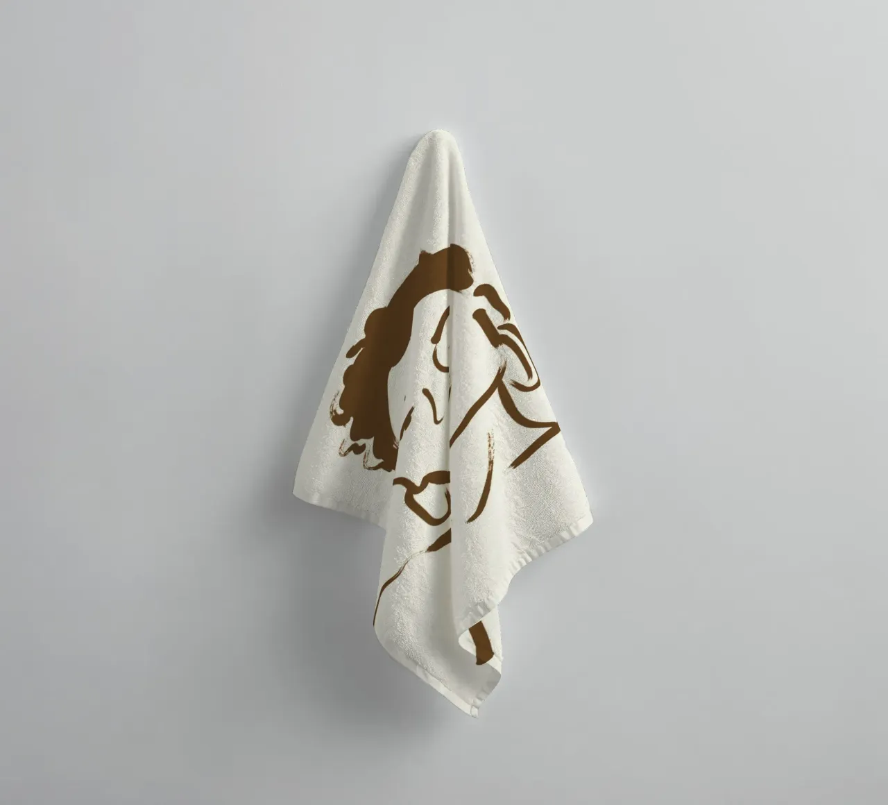 Portrait au trait d'une femme avec des boucles d'oreilles serviette de bain de vintagepod