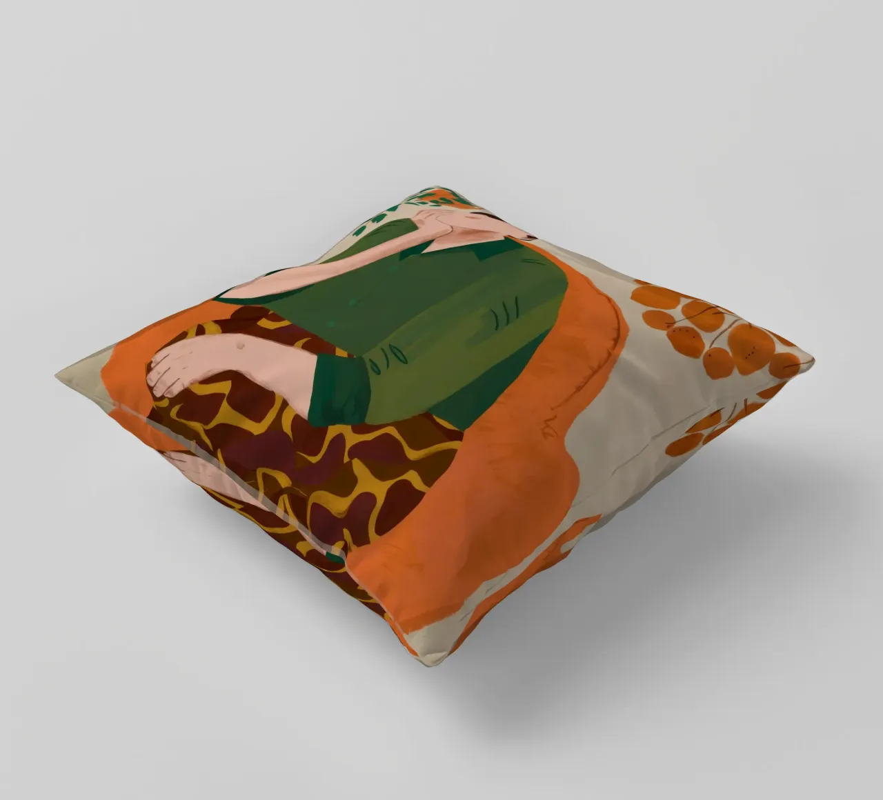 Pensive Green Moment decorative cushion by Obs Canvas