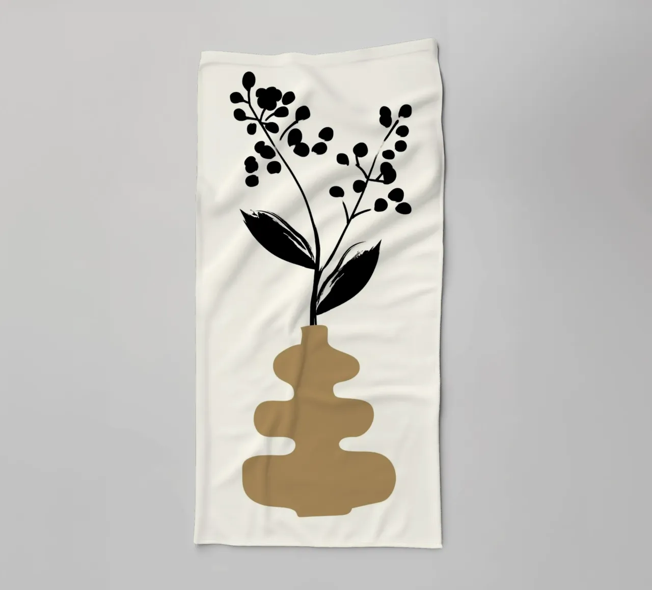 Boho Botanical Vase Minimalist Poster Print towel by vintagepod