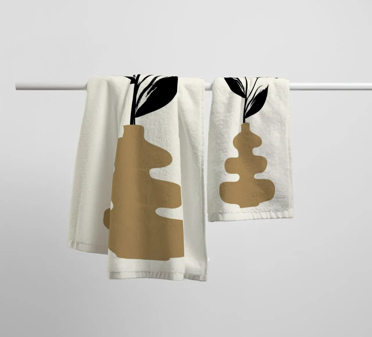 Boho Botanical Vase Minimalist Poster Print towel by vintagepod