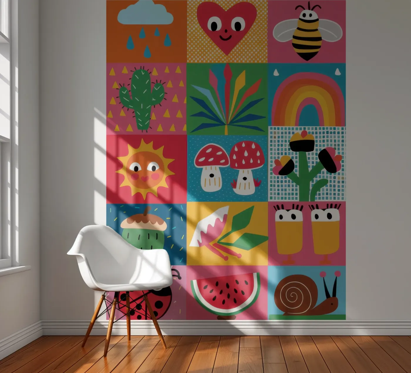Schattig tuin patchwork fotobehang van Thistle Bloom