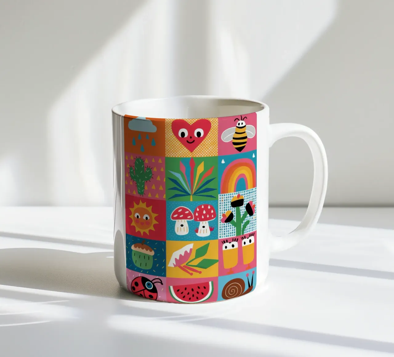 Cute Garden Patchwork ceramic mug by Thistle Bloom