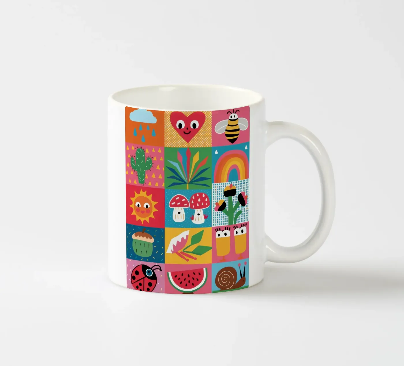Cute Garden Patchwork ceramic mug by Thistle Bloom
