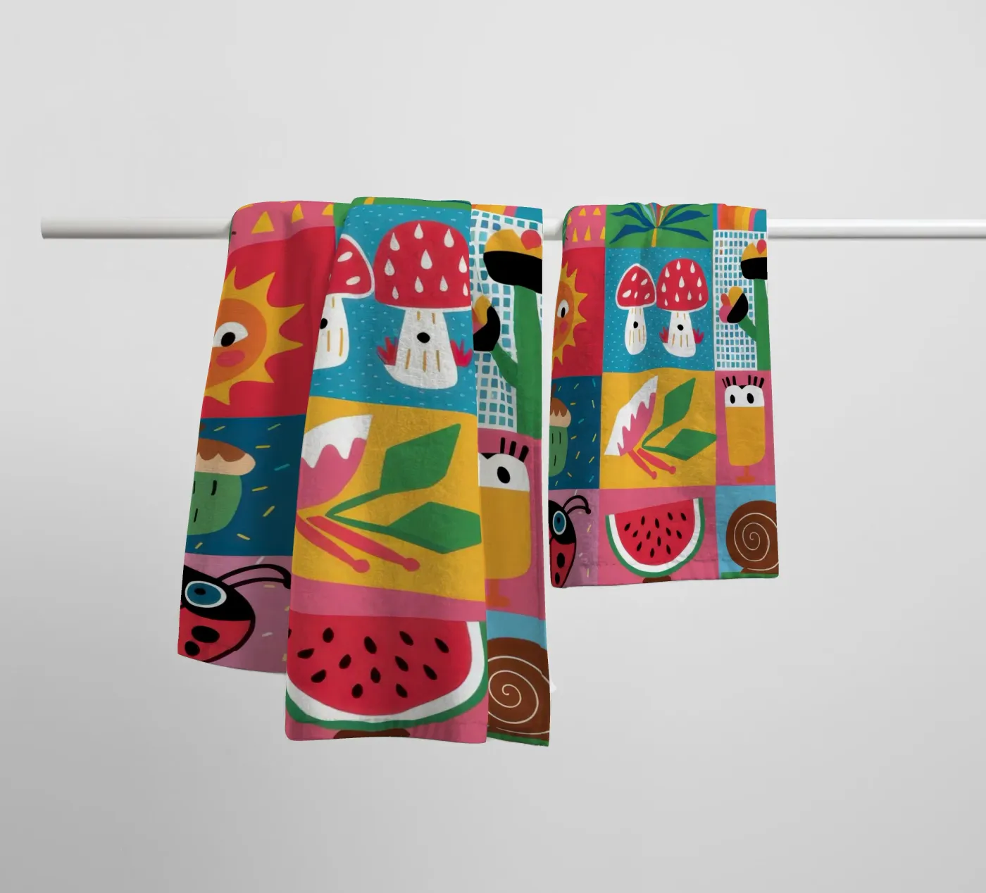 Schattig tuin patchwork badhanddoek van Thistle Bloom