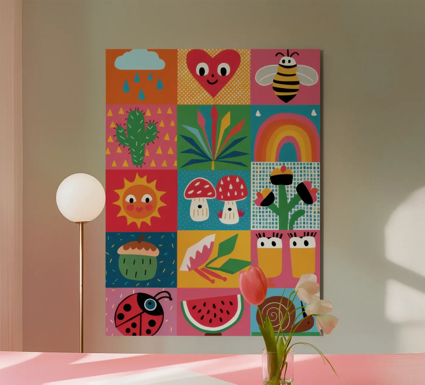 Giardino carino Patchwork pannello forex da Thistle Bloom