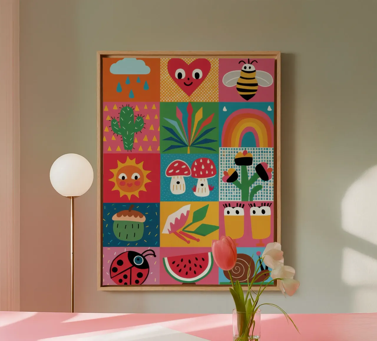 Schattig tuin patchwork canvas met Baklijst van Thistle Bloom