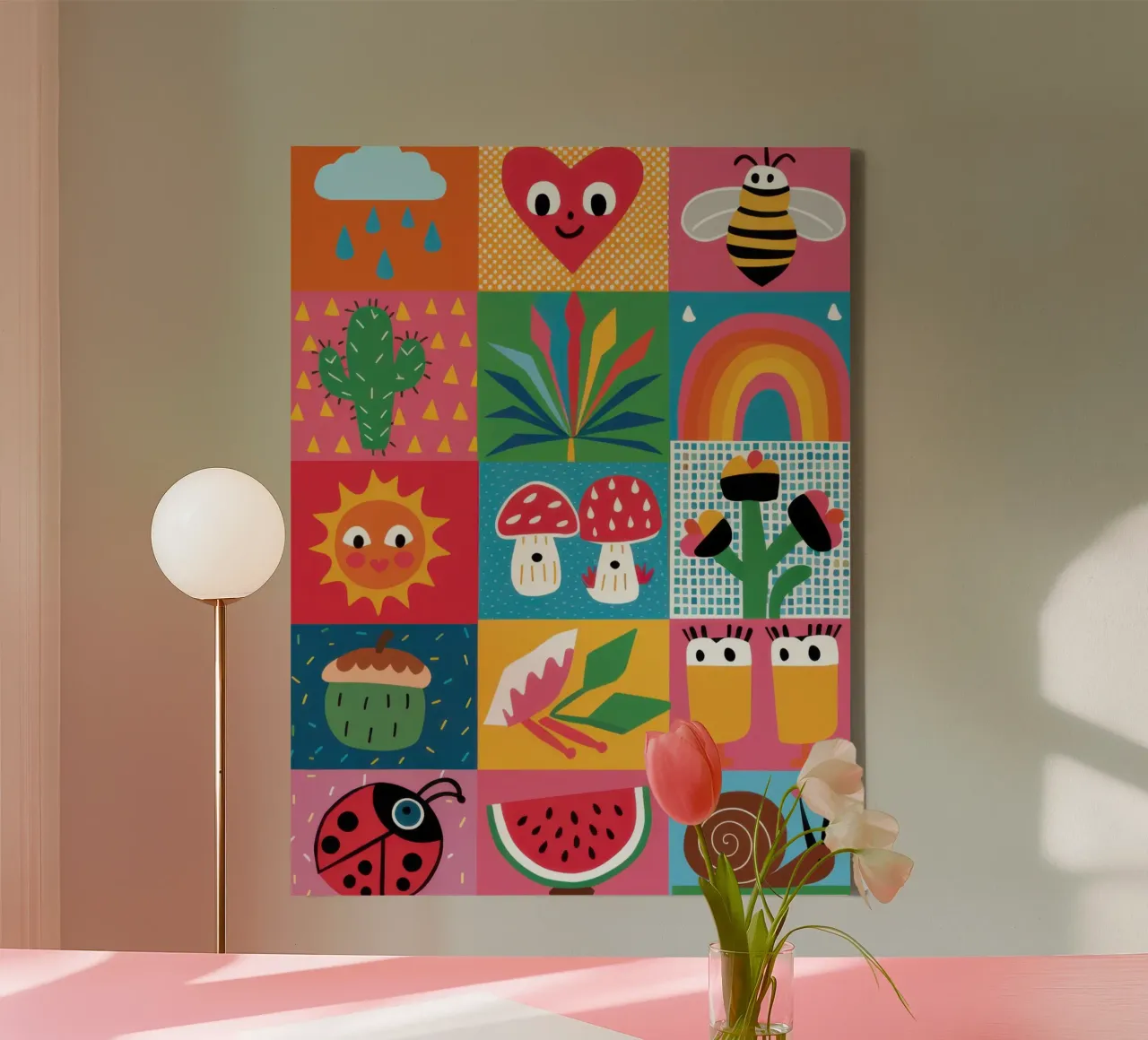 Schattig tuin patchwork canvas met Baklijst van Thistle Bloom