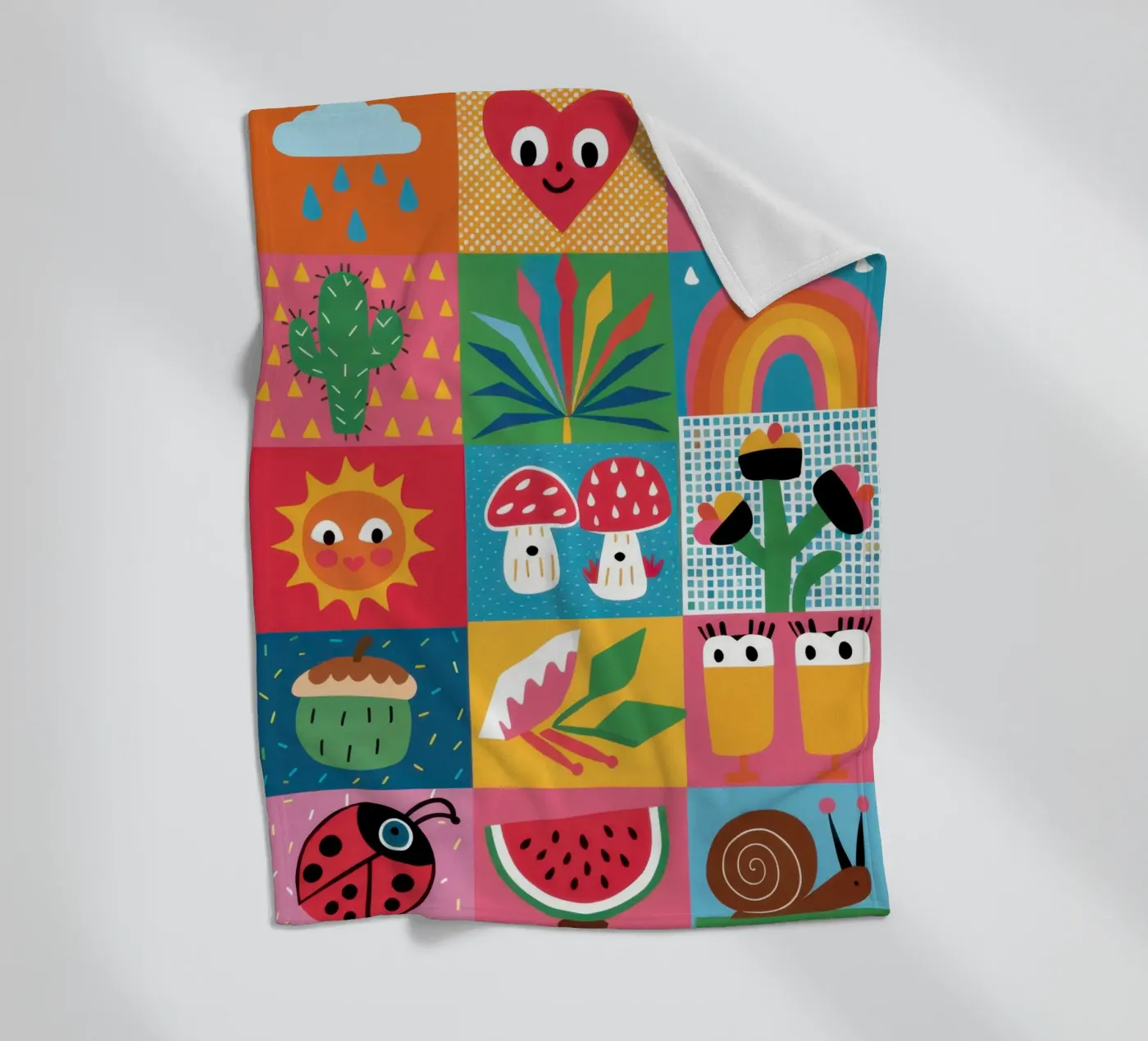 Cute Garden Patchwork fleece blanket by Thistle Bloom