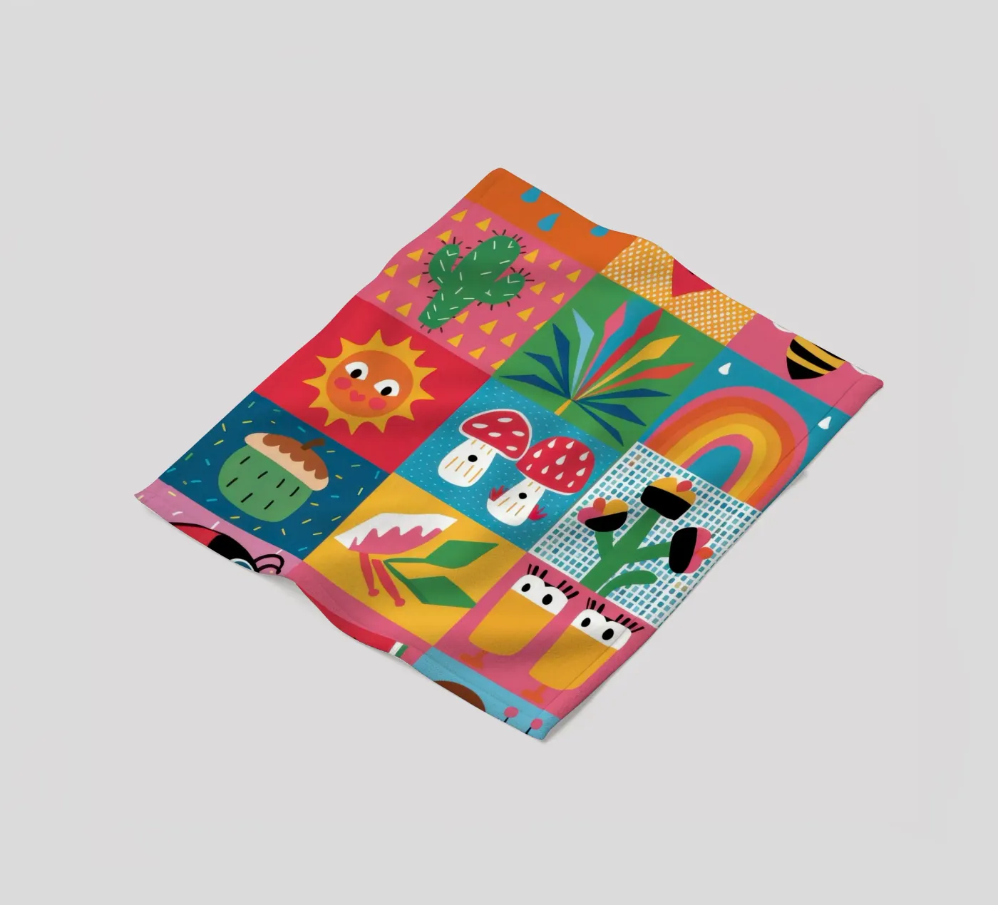 Cute Garden Patchwork fleece blanket by Thistle Bloom