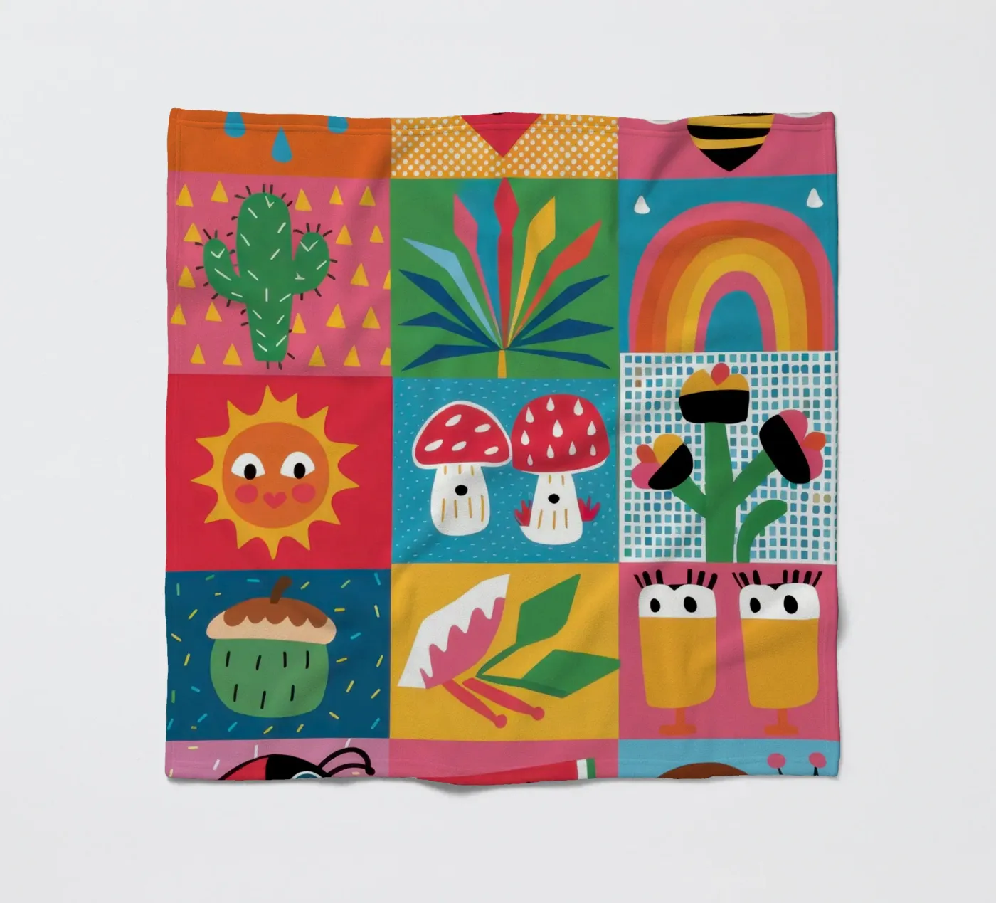 Cute Garden Patchwork fleece blanket by Thistle Bloom