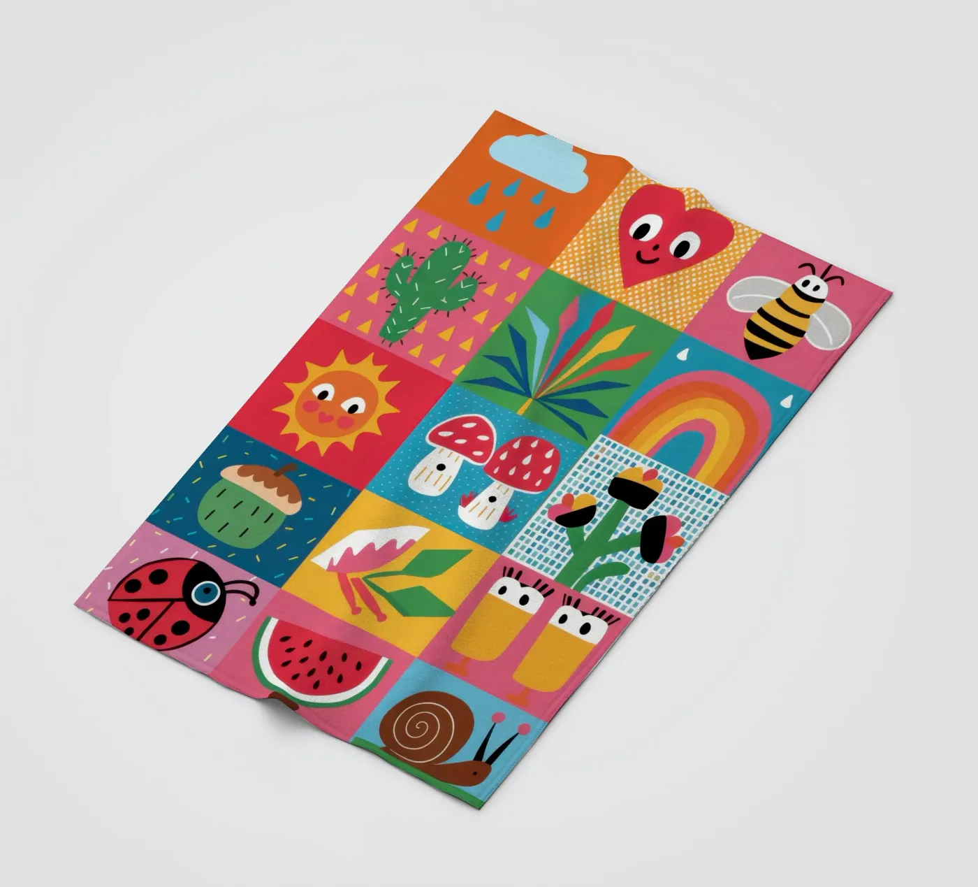 Cute Garden Patchwork fleece blanket by Thistle Bloom