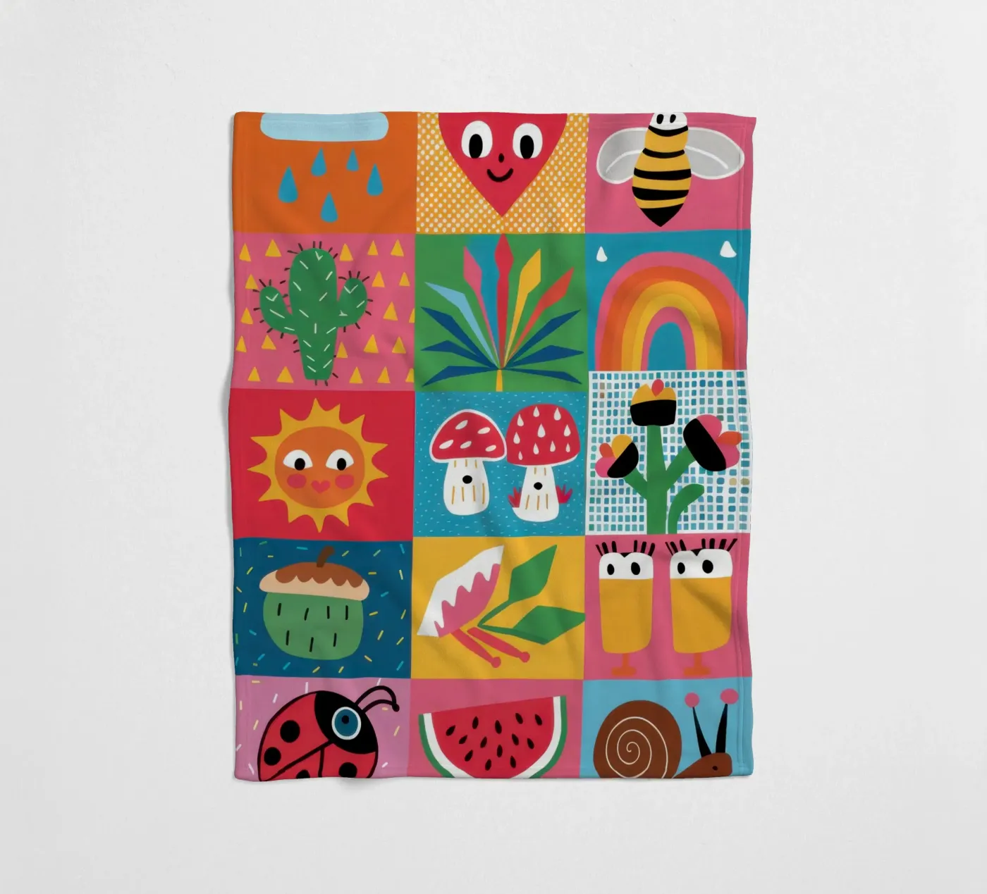 Cute Garden Patchwork fleece blanket by Thistle Bloom