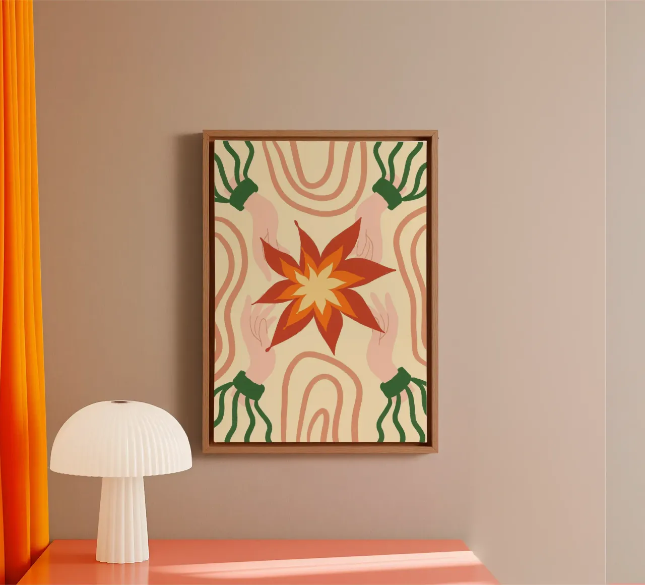 Mani di fiori Boho Poster artistico esoterico di tendenza tela con Cornice a cassetta da vintagepod