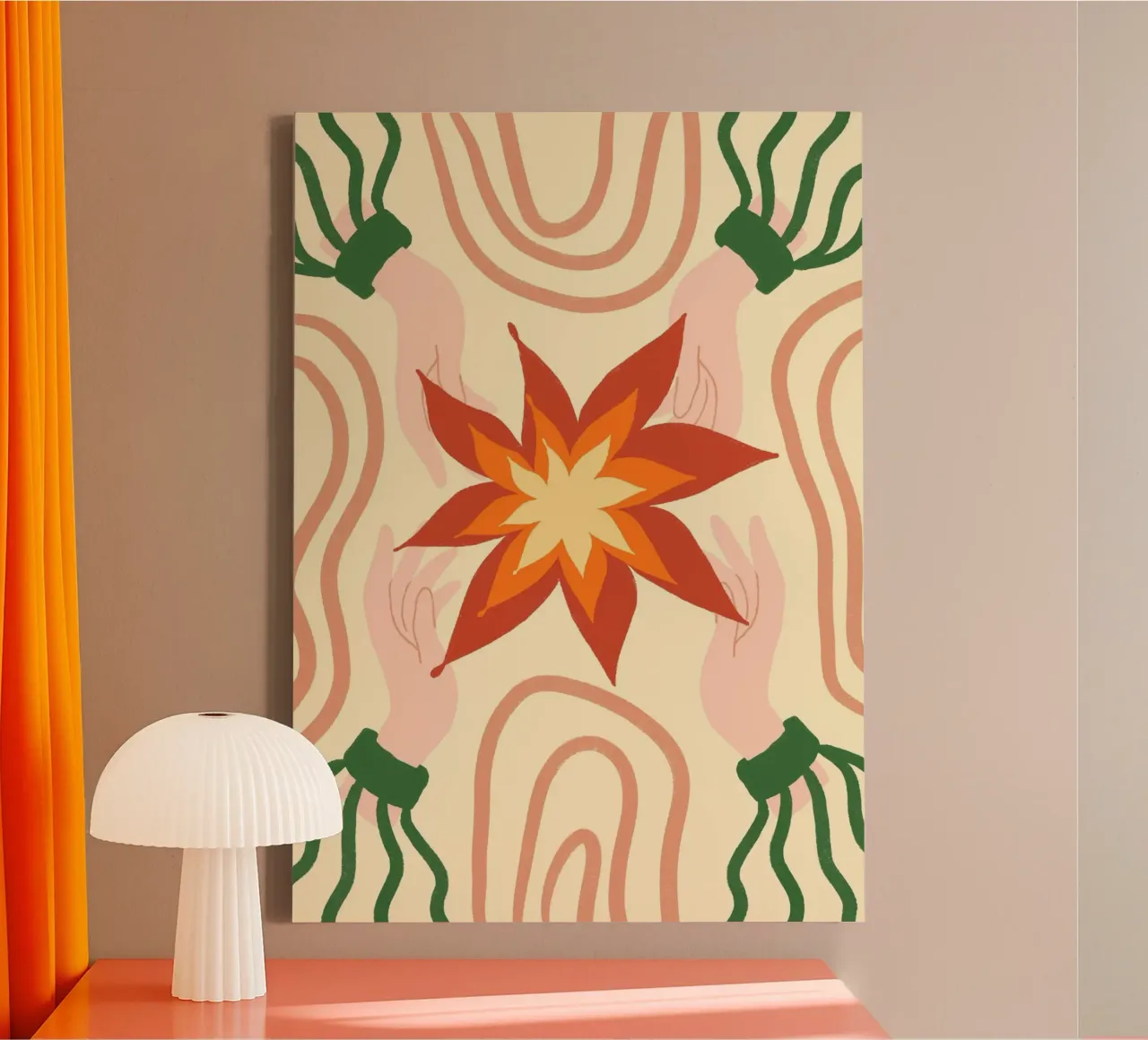 Mani di fiori Boho Poster artistico esoterico di tendenza tela con Cornice a cassetta da vintagepod
