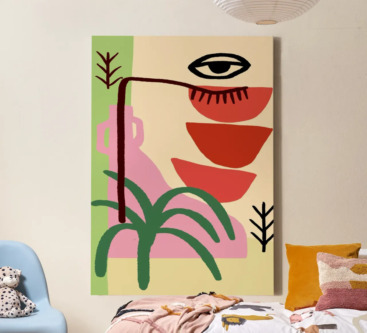 Abstracte Oogvaas Boheems Trendy Poster Print canvas met Baklijst van vintagepod