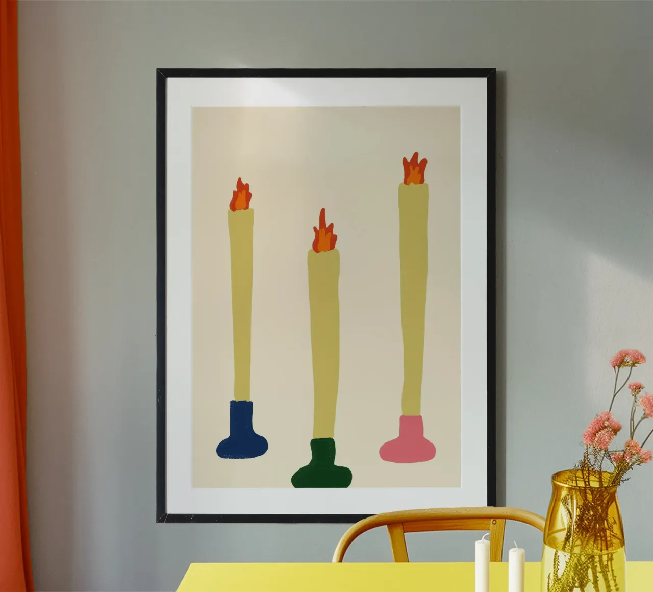 Drie Kaarsen Boho Art Spirituele Poster Print poster van vintagepod