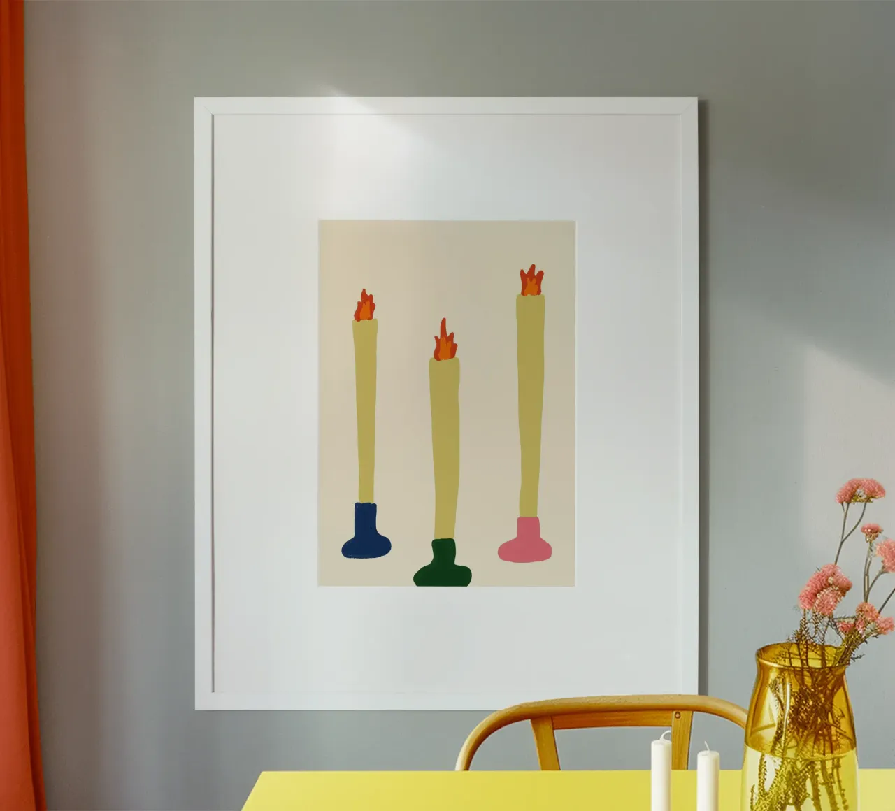 Drie Kaarsen Boho Art Spirituele Poster Print poster van vintagepod
